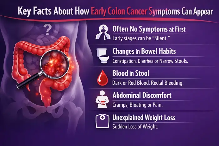 How early can colon cancer symptoms appear