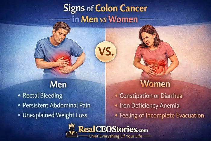 Signs of colon cancer in men and women